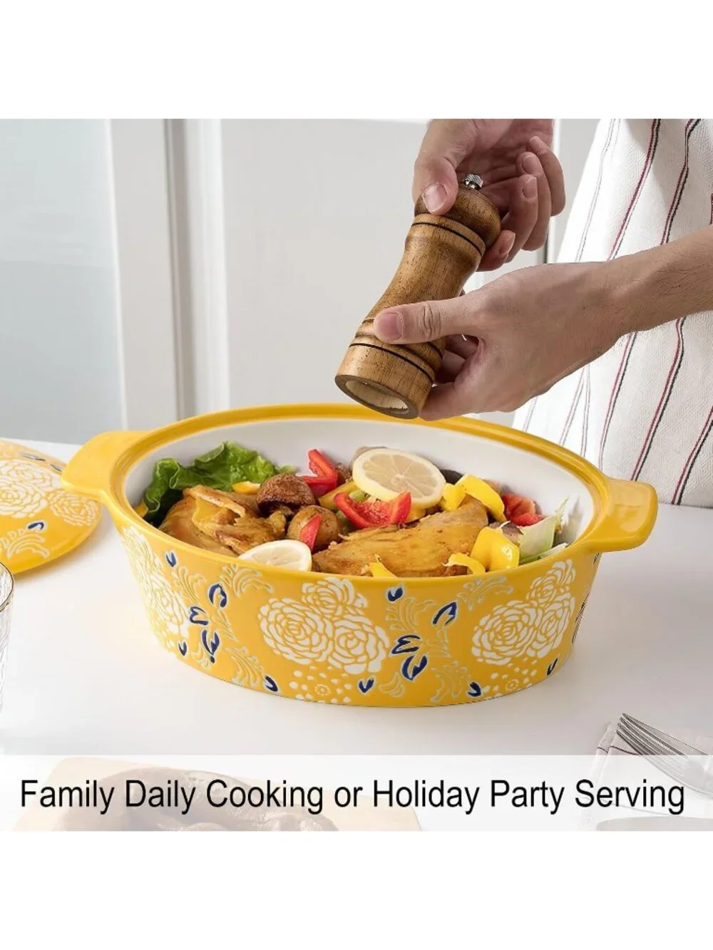 Yellow Ceramic Casserole Dish With Lid Casserole Dishes for Oven Baking Dish Pan